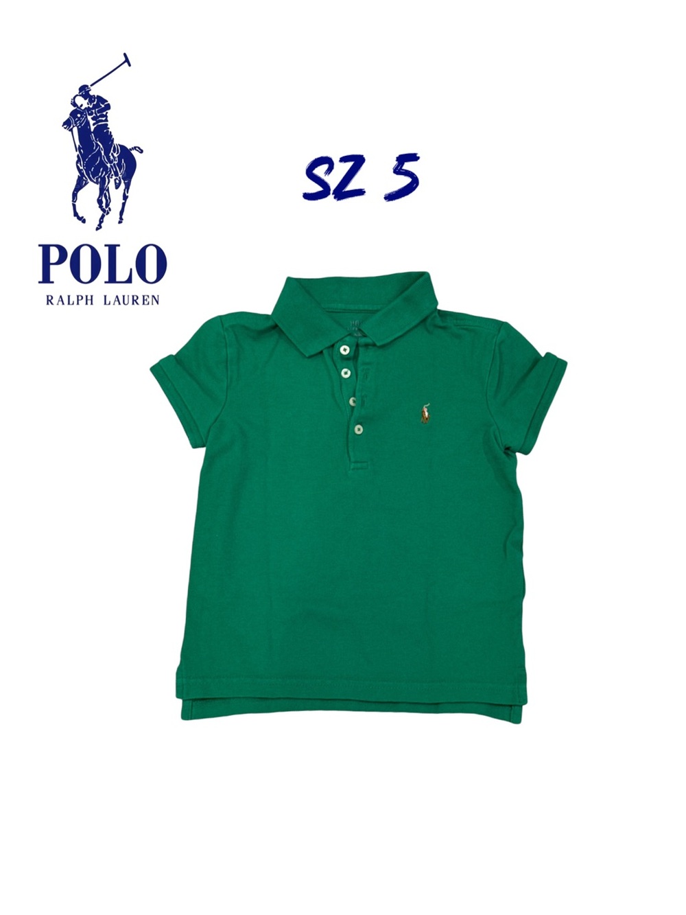 Polo Ralph Lauren Classic Mesh Polo Shirt Green - Size 5